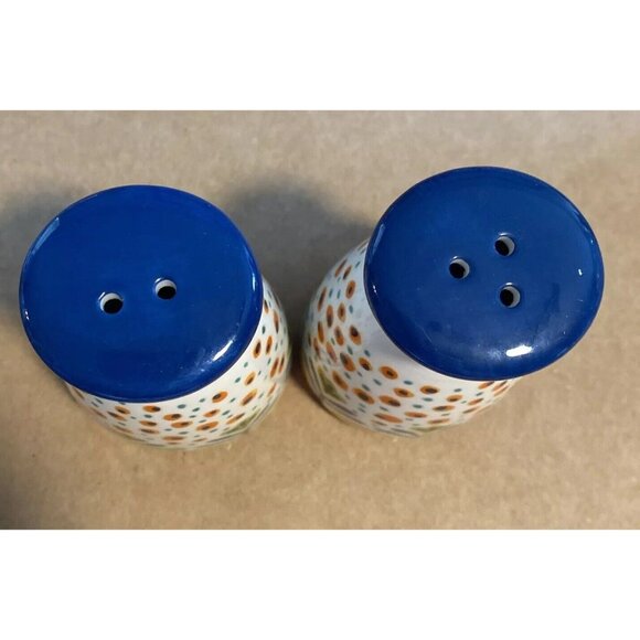 Polemedia Spring Flowers Polish Pottery Salt Pepper Multicolor  Floral Ceramic - Picture 3 of 11